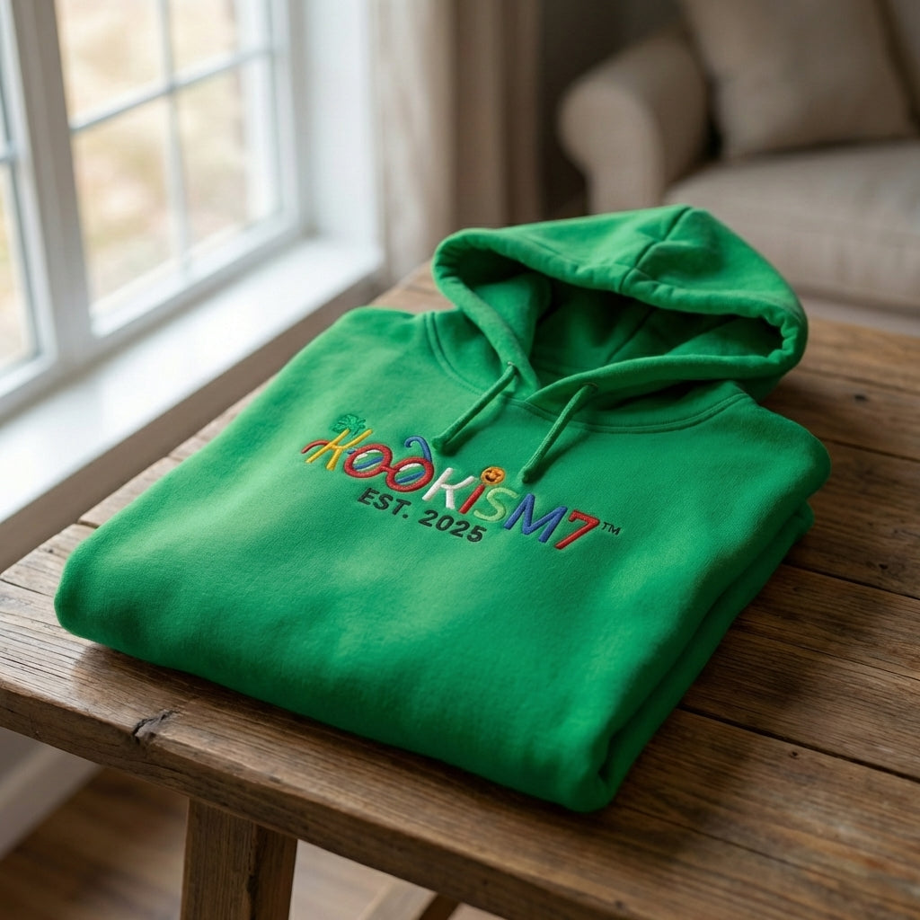 Green Hoodie | Vibrant Embroidered Streetwear Pullover | EST. 2025