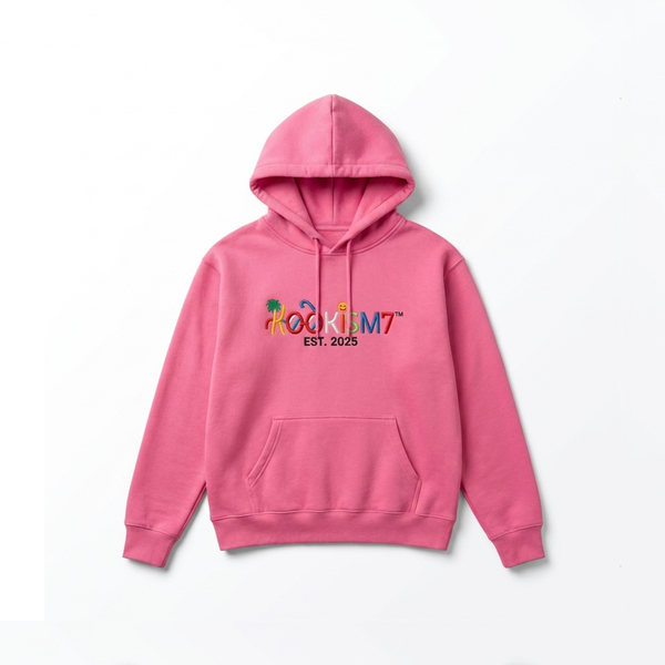Pink Hoodie | Trendy Embroidered Streetwear Pullover | EST. 2025